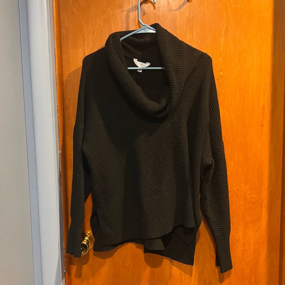 Cozy Black Ribbed Cowl Neck Sweater – Time and Tru, Size XXL (20)